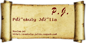 Páskuly Júlia névjegykártya